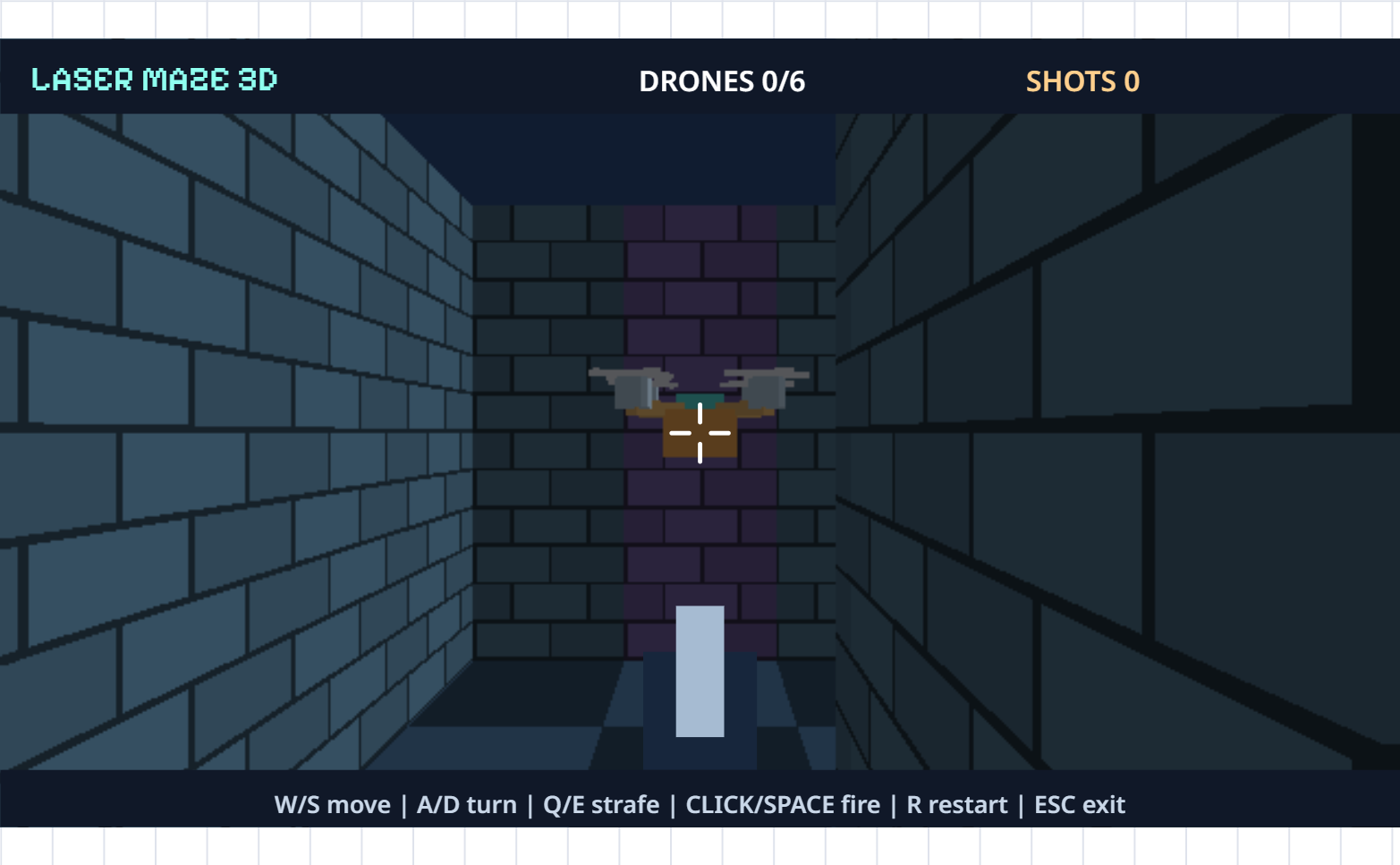 The laser maze with a map and training drones
